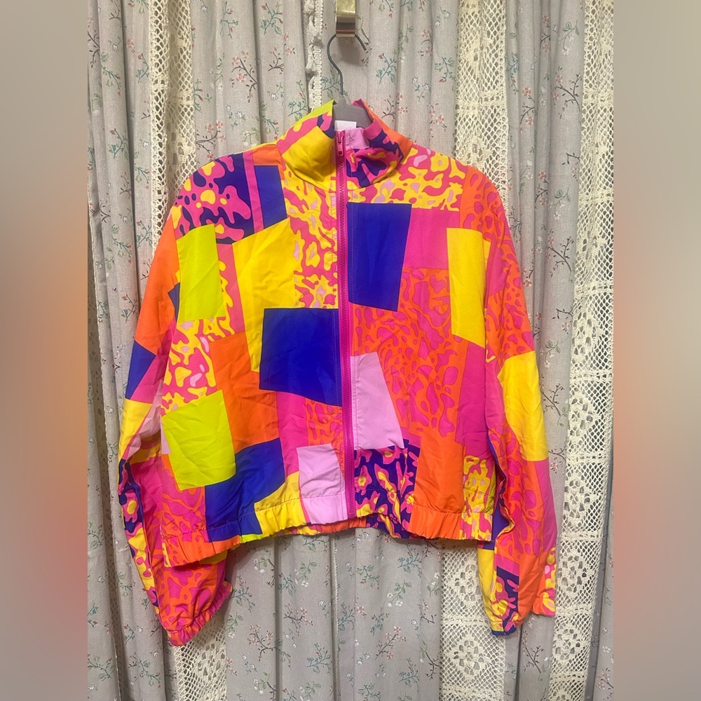 Barbie The Movie Multicolor Zip-Up Windbreaker Jacket XL